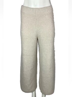 Miou Muse Sz M Knit Wide Leg Pull On Casual Lounge Sweater Soft Pants Cream